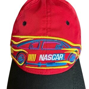 Nascar Kids Red Embroidered Race Car Adjustable Baseball Hat One Size Fits Most